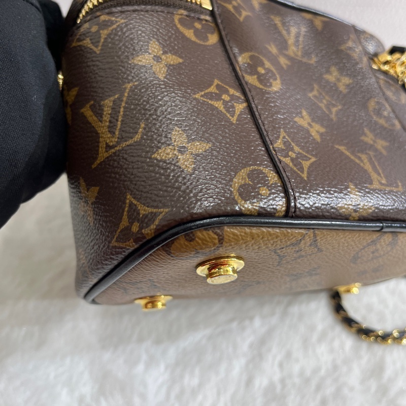 98新LV路易威登 拼色老花化妝盒包 焦糖拼色軟盒子  尺寸：19x13 ，20編碼有芯片-7