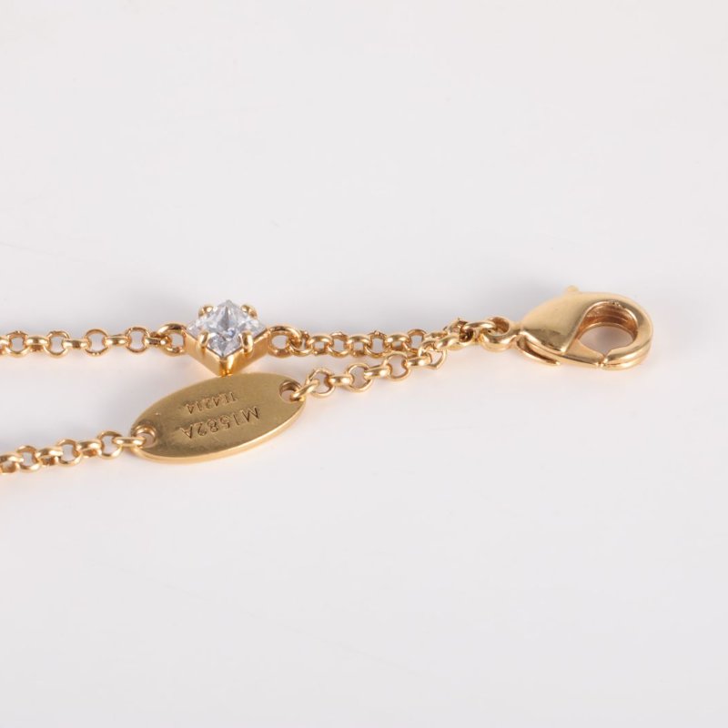 LOUIS VUITTON 合金滿鑽字母花卉圖案雙層手鏈手鍊／手環-3