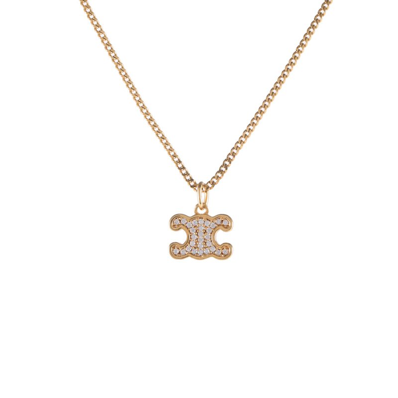 CELINE 黃銅水鑽滿凱旋門項鏈/項鍊-0