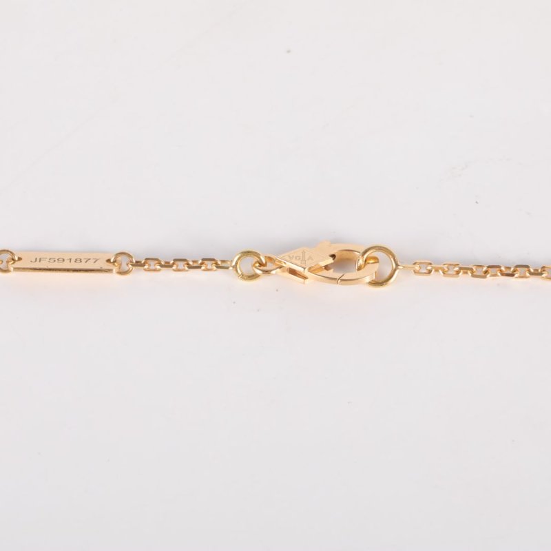 Van Cleef & Arpels VintageAlhambra中號單花項鏈新扣18K黃金/白貝母項鏈黃金項鍊-4