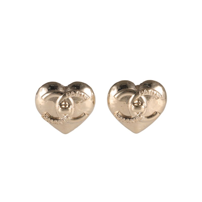 CHANEL 合金22B愛心雙C書包扣logo耳釘耳環耳環-0