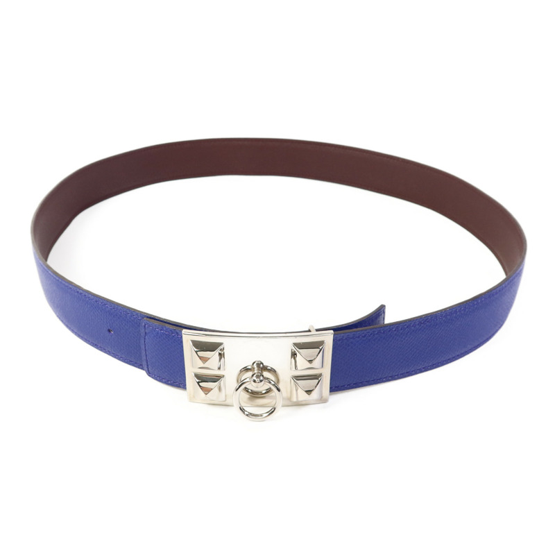HERMES Epsom皮革Collier de Chein Belt銀扣皮帶-3