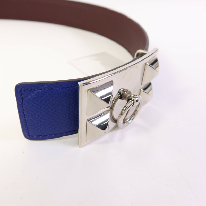 HERMES Epsom皮革Collier de Chein Belt銀扣皮帶-4