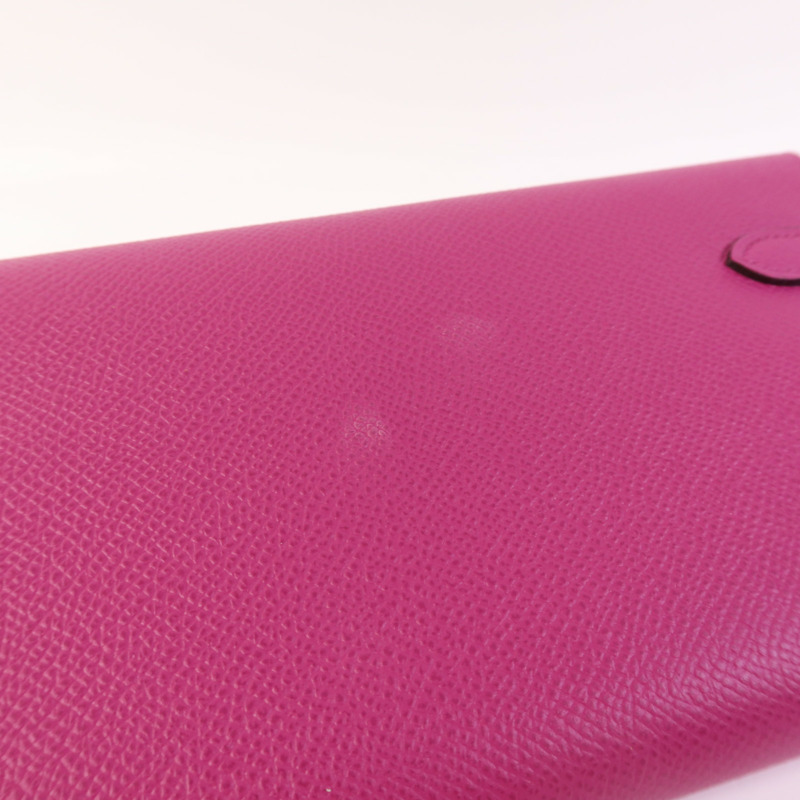 HERMES Epsom皮革Kelly Wallet銀扣長錢包Rose Purple-13