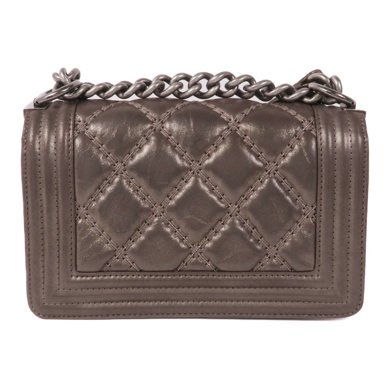 CHANEL 牛皮皮革Boy 20 Chain Shoulder Bag銀扣鏈帶肩背袋-1