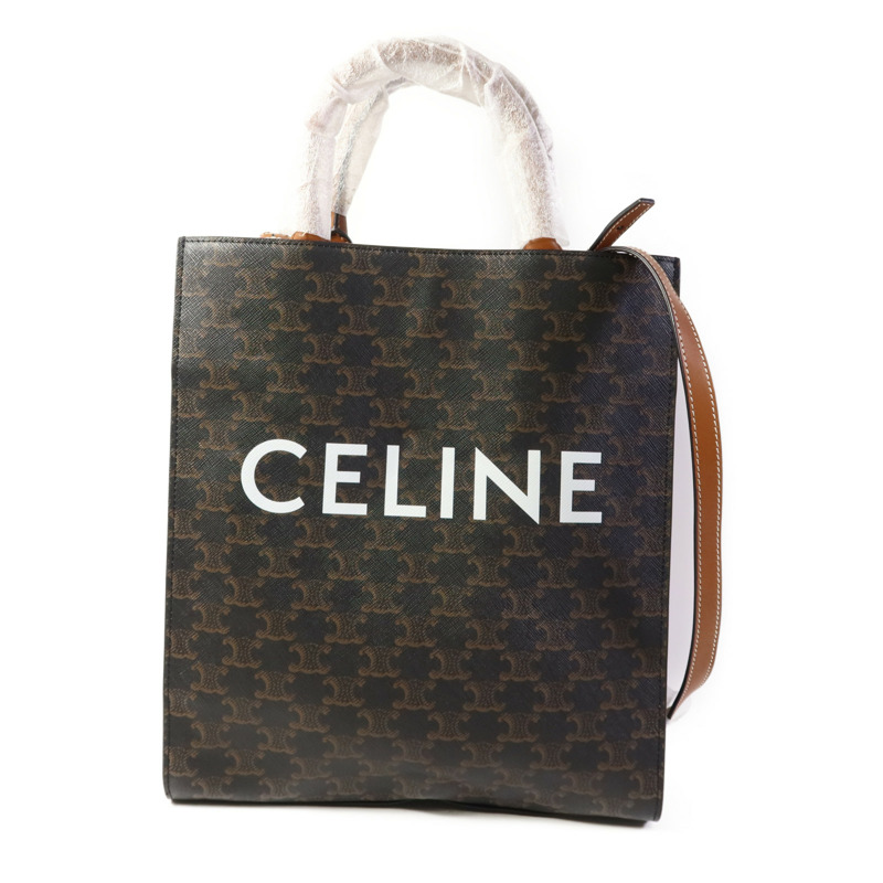 CELINE 塗層帆布Triomphe Cabas Tote Bag金扣手挽肩背兩用袋-0