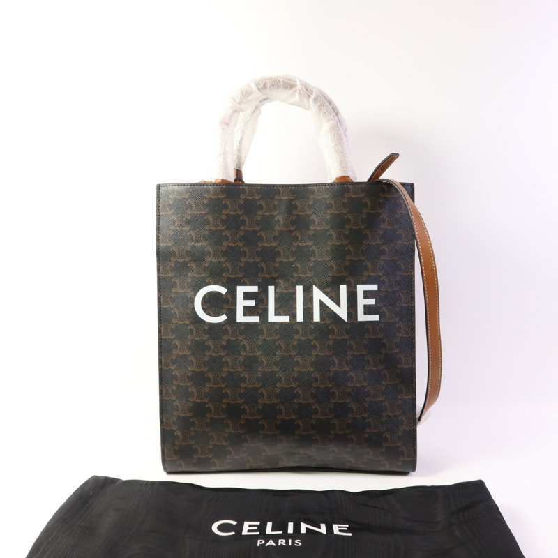 CELINE 塗層帆布Triomphe Cabas Tote Bag金扣手挽肩背兩用袋-13