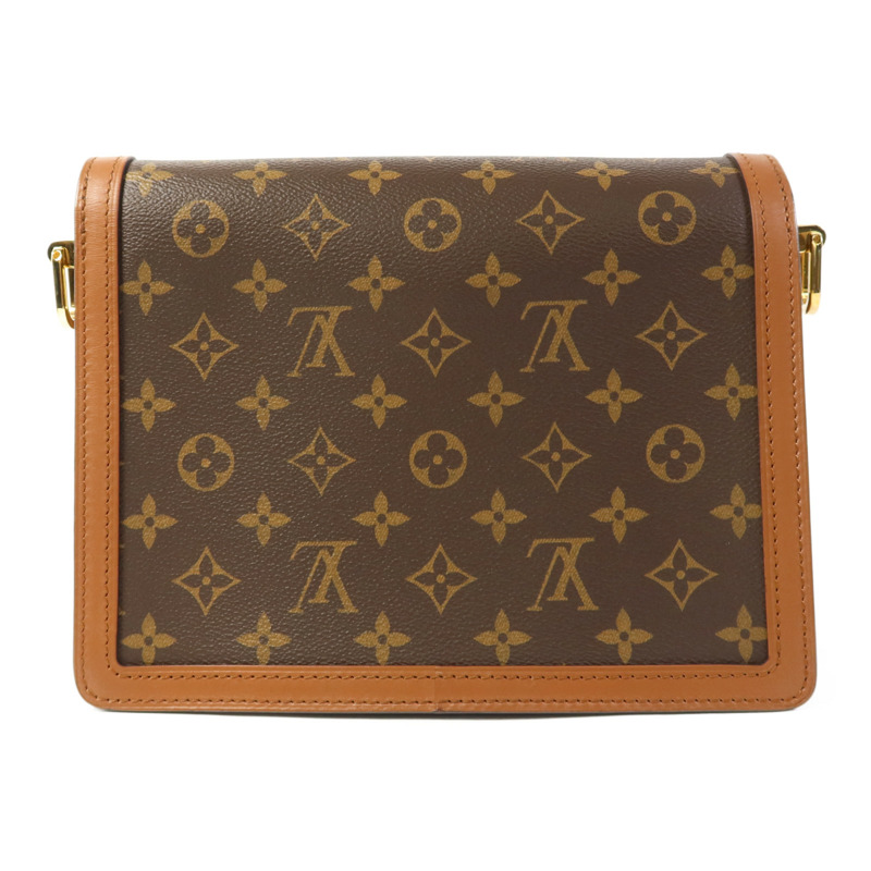 LOUIS VUITTON Monogram/Monogram Reverse Dauphine MM金扣手挽肩背兩用袋棕色-1
