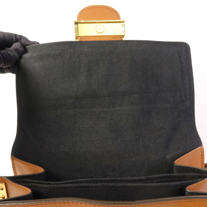 LOUIS VUITTON Monogram/Monogram Reverse Dauphine MM金扣手挽肩背兩用袋棕色-15