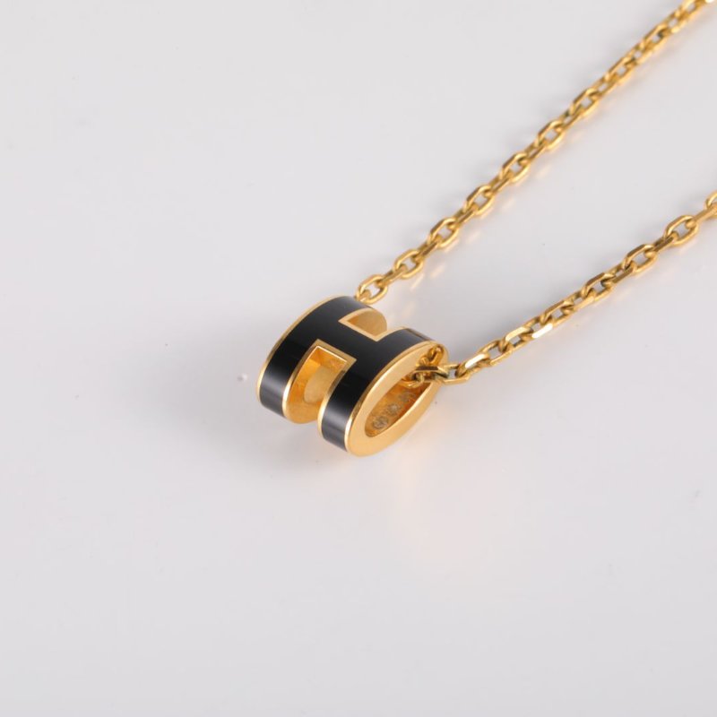 HERMES POPH項鏈Mini合金項鏈金色黑色項鍊-1