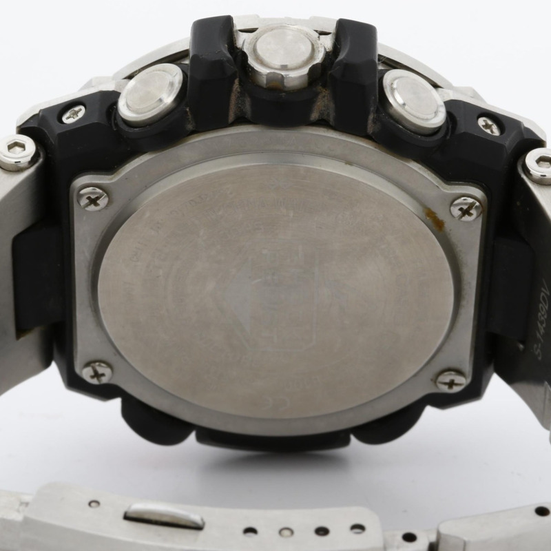 卡西歐 G-SHOCK G-STEEL GSTB100 系列男士模擬腕錶，黑色和銀色樹脂不鏽鋼錶殼-3