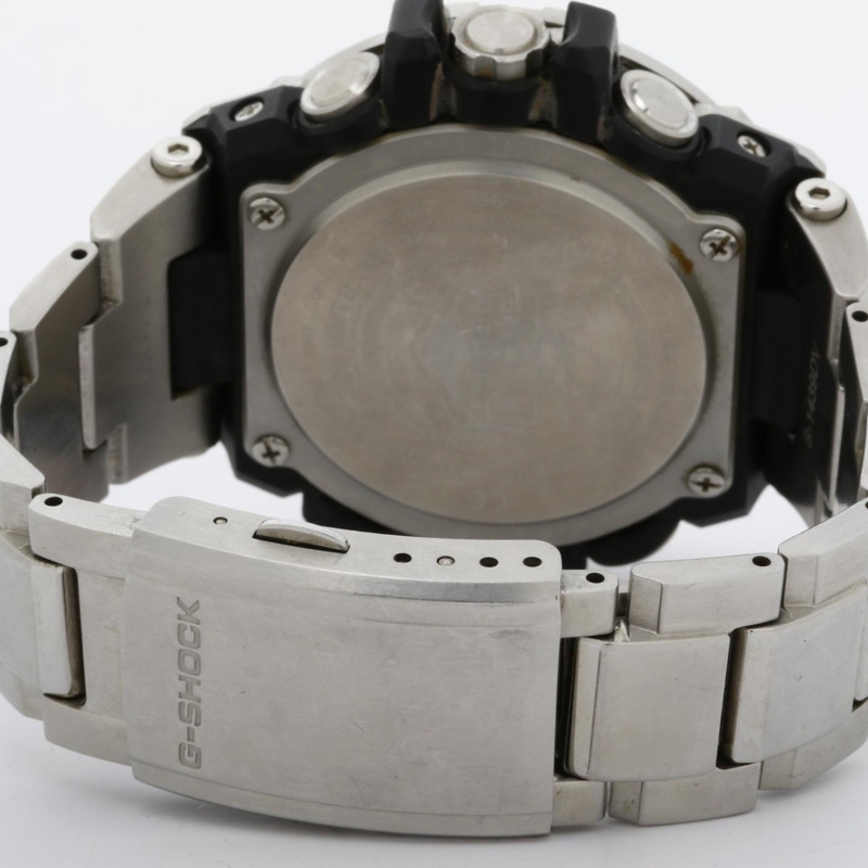 卡西歐 G-SHOCK G-STEEL GSTB100 系列男士模擬腕錶，黑色和銀色樹脂不鏽鋼錶殼-4