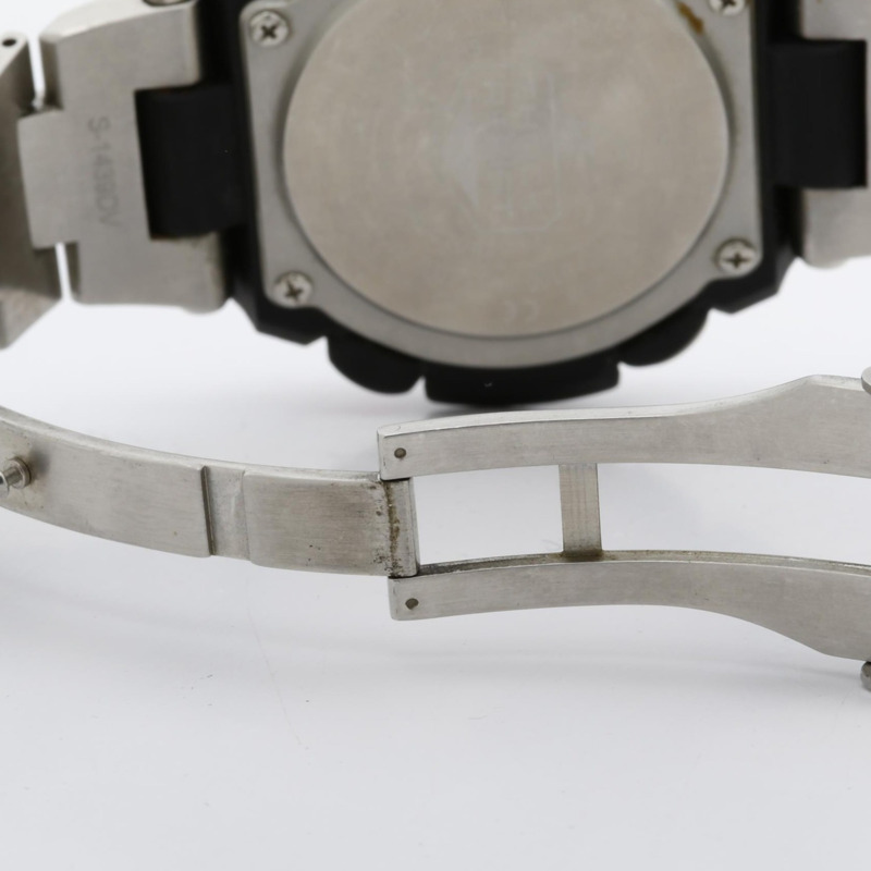 卡西歐 G-SHOCK G-STEEL GSTB100 系列男士模擬腕錶，黑色和銀色樹脂不鏽鋼錶殼-5