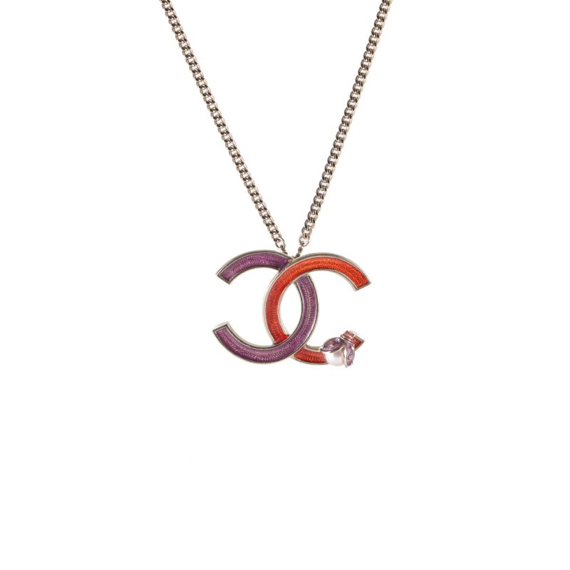 CHANEL 合金雙C琺瑯瓢蟲項鏈項鍊-0