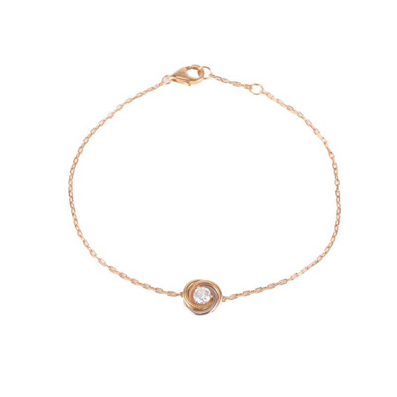 Cartier 18K黃金18K白金18K玫瑰金鑽石Trinity三環手鏈///手鍊／手環-0