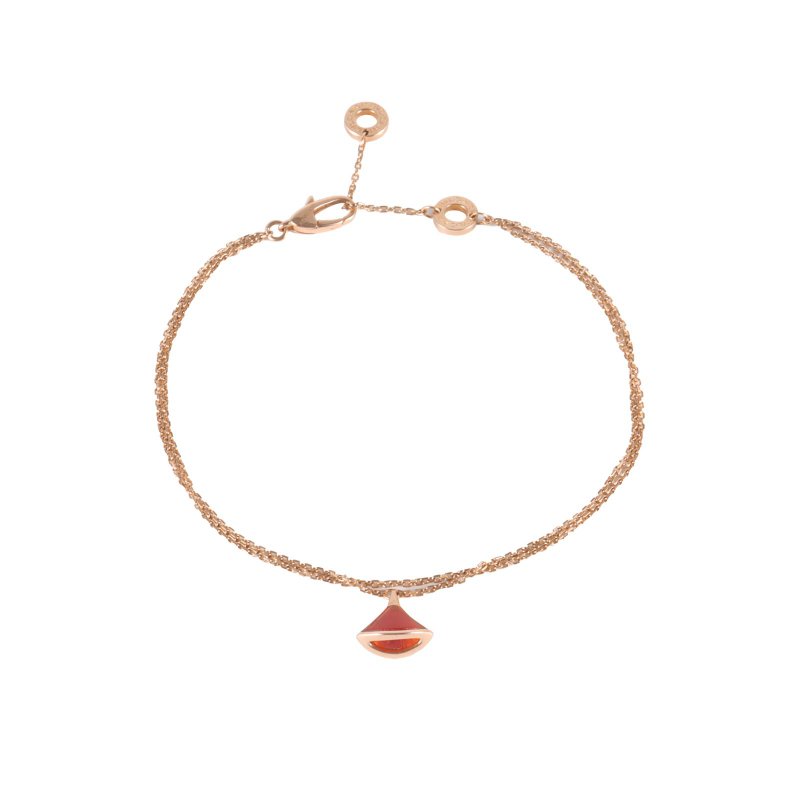 BVLGARI DIVASDREAM紅玉髓18K玫瑰金小扇子手鏈18K玫瑰金/紅玉髓M-L碼玫瑰金手鍊／手環-0