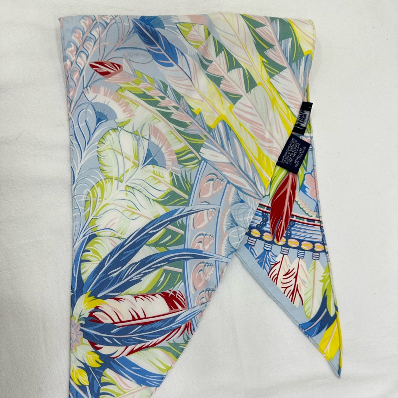 Hermes 愛馬仕 twilly 太平之舞 藍色 菱形巾絲巾-1