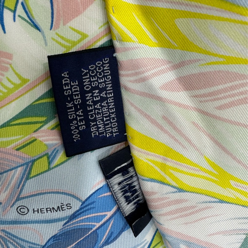 Hermes 愛馬仕 twilly 太平之舞 藍色 菱形巾絲巾-4