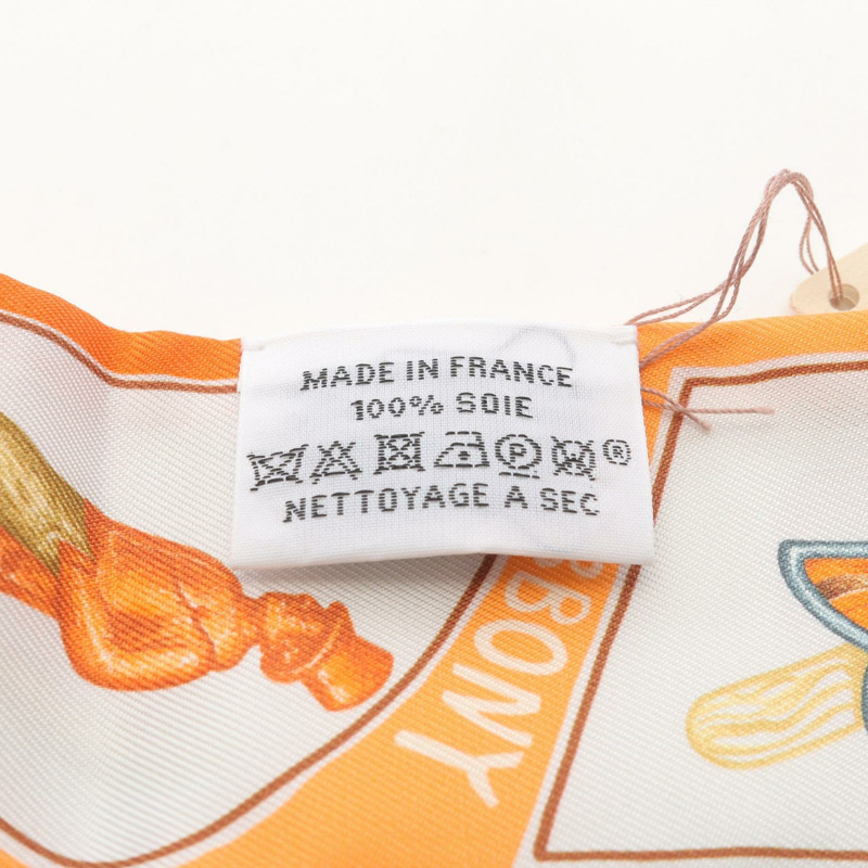 愛馬仕 Twilly 趣味冰淇淋絲巾，白色、橙色、多色，二手，女士款-1
