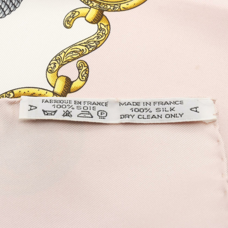 愛馬仕 Carre90 LES TAMBOURS 絲巾，粉紅色多色真絲，二手女款-2