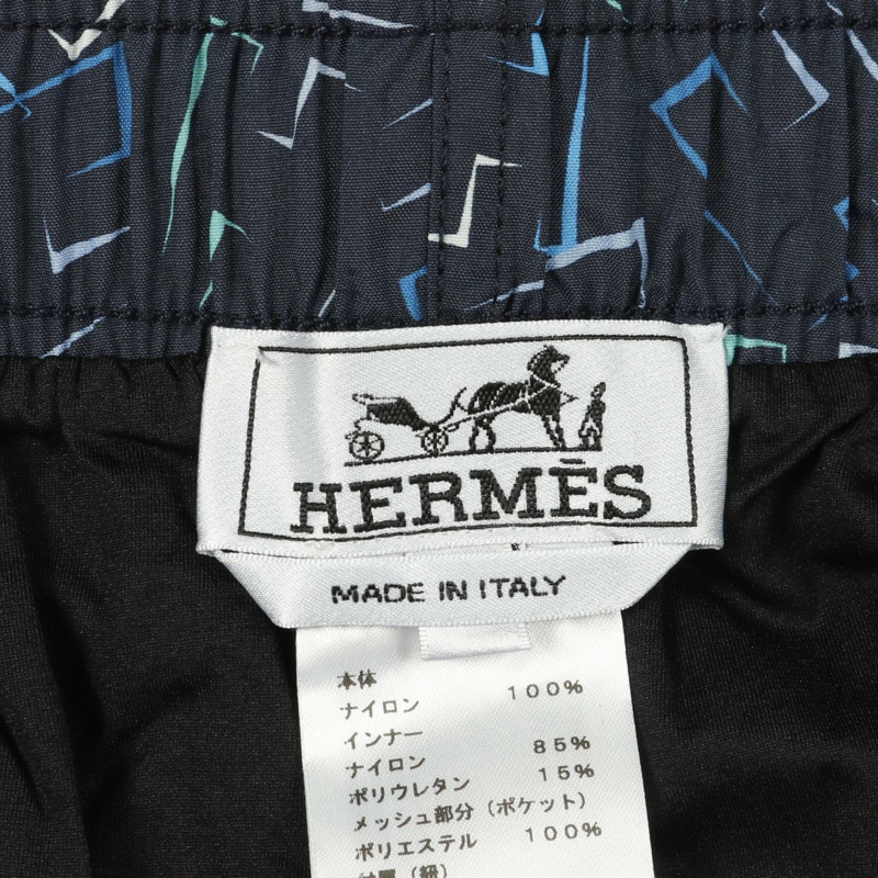 愛馬仕 H 字紋泳褲，尼龍材質，藏藍色，二手男士 XXL 碼-2