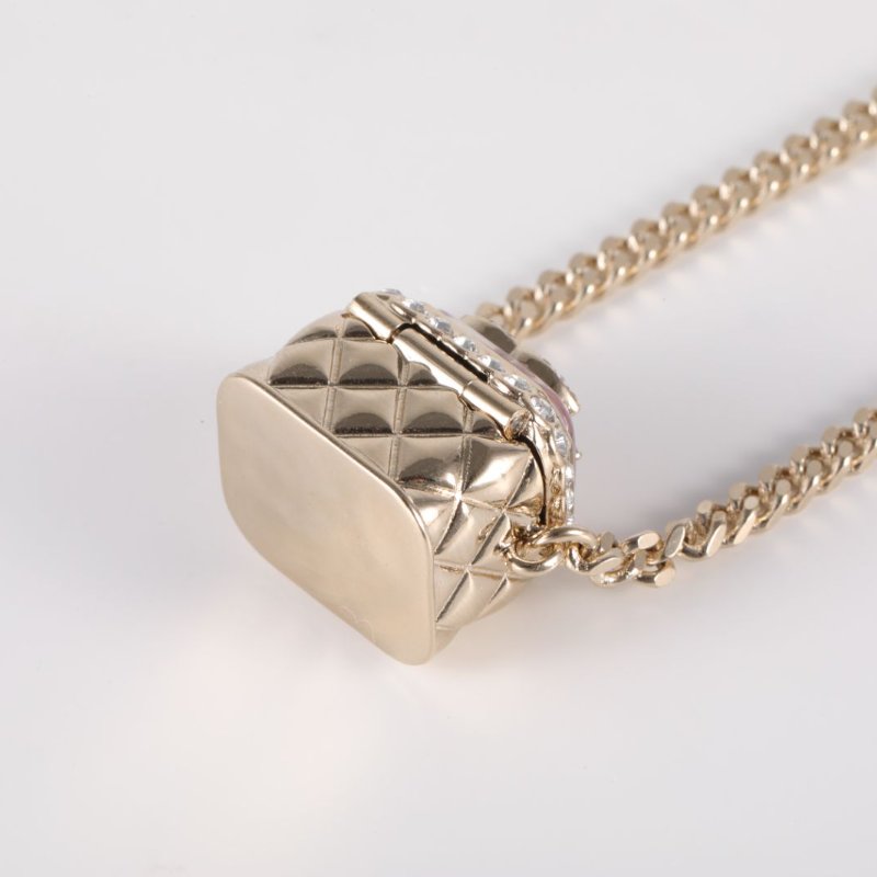 CHANEL 合金23K方糖方塊鑲鑽項鏈項鍊-2