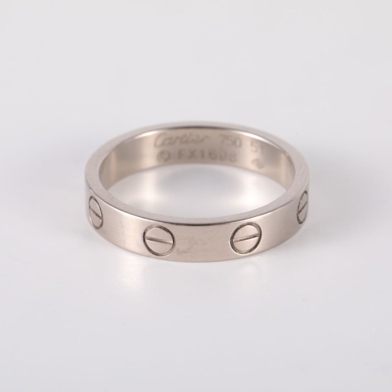 Cartier LOVE18K金窄版戒指18K白金51白金戒指-3