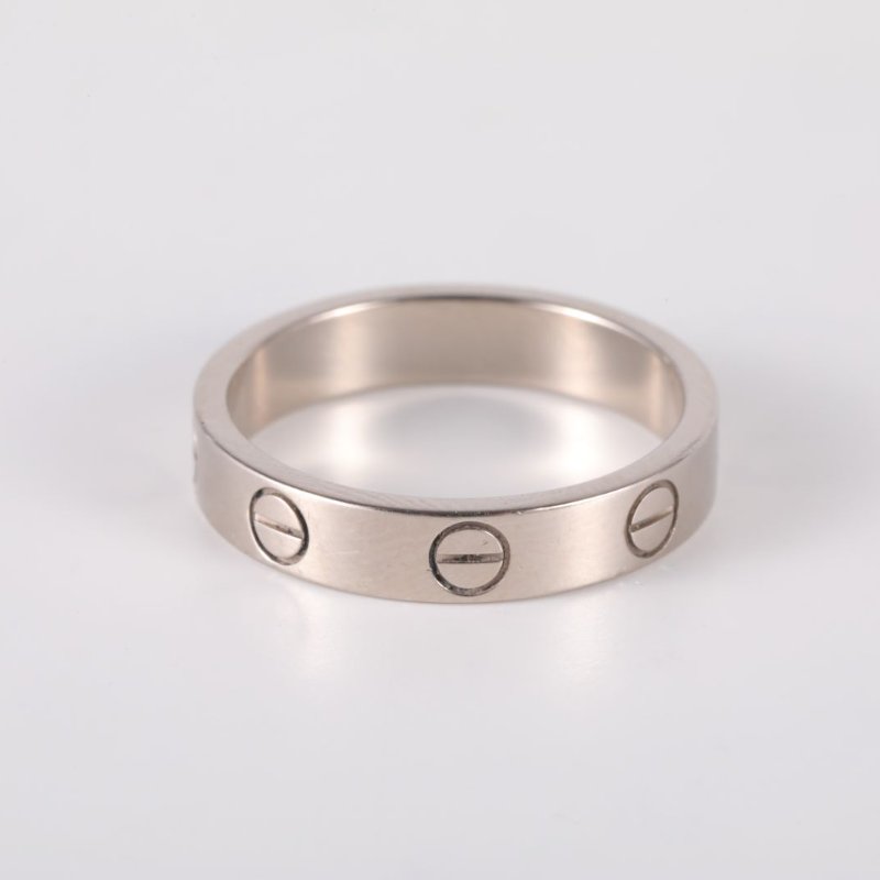 Cartier LOVE18K金窄版戒指18K白金51白金戒指-4