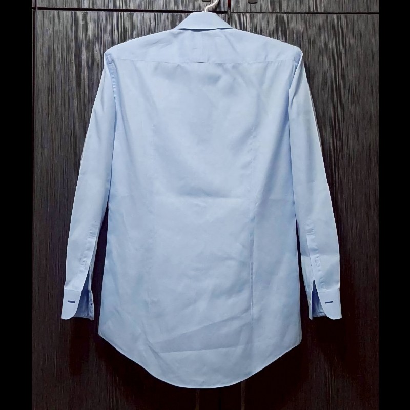 絕版BURBERRY 博柏利 BLACK LABEL 黑標 戰馬 男藍色長袖襯衫39號-1