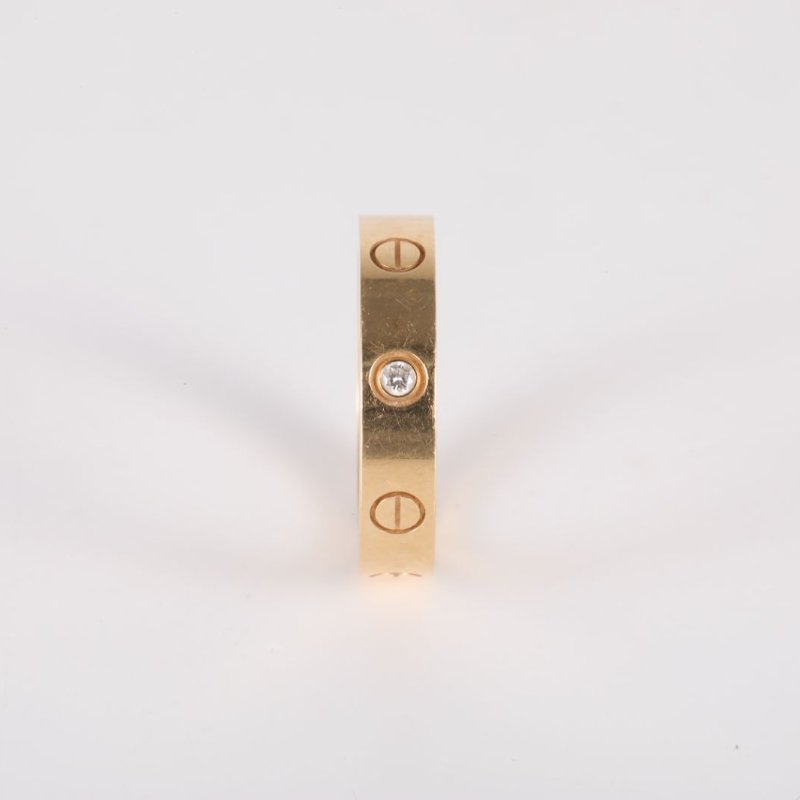 Cartier LOVE18K金單鑽窄版戒指18K黃金/鑽石51黃金18K戒指-1