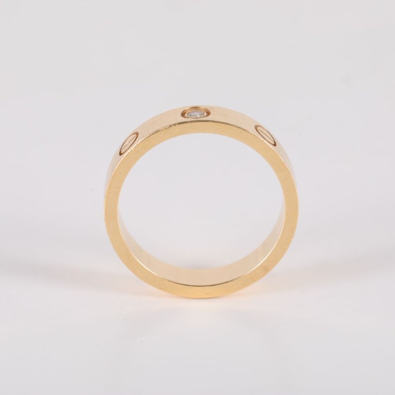 Cartier LOVE18K金單鑽窄版戒指18K黃金/鑽石51黃金18K戒指-2