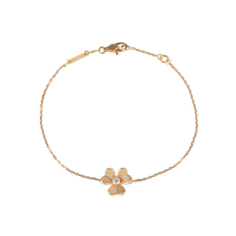 Van Cleef & Arpels 18K黃金鑽石黃金Frivole花朵手鏈迷你單鑽18K/手鍊／手環-0