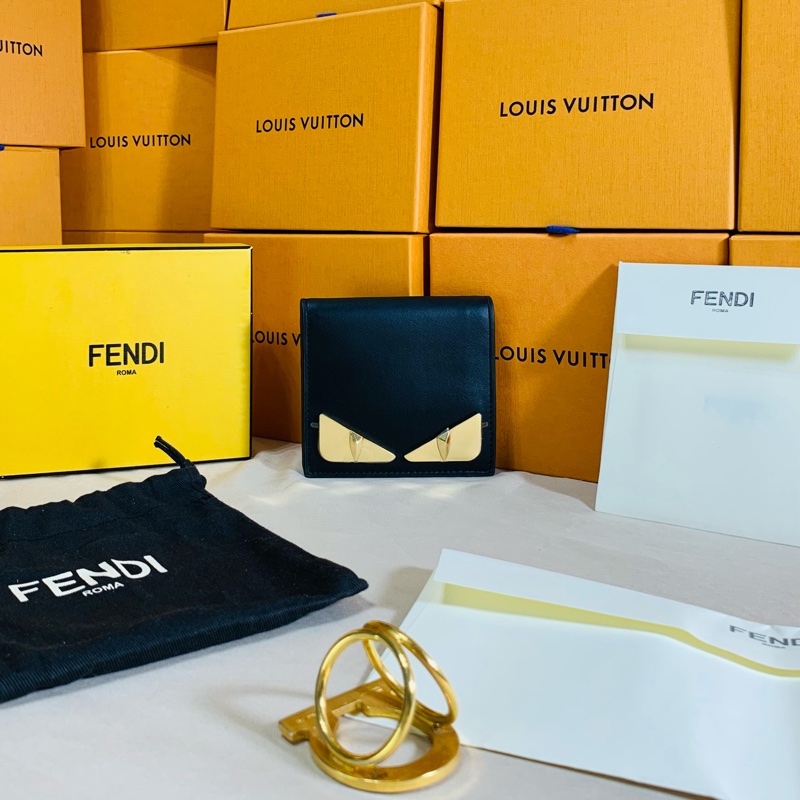 ‼️全台最甜 Fendi 芬迪 黑金怪獸8卡對開短夾-0