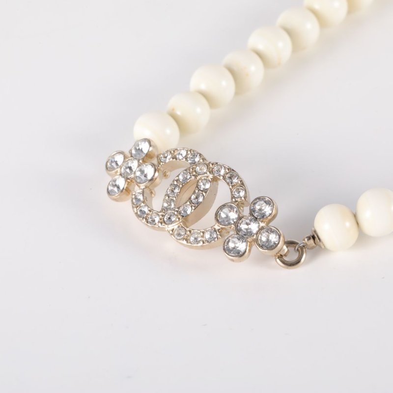 CHANEL 合金23A經典雙C串珠Choker頸鏈項鏈項鍊-1