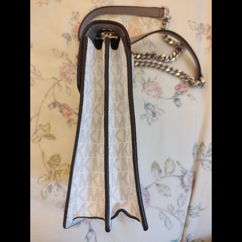 MICHAEL KORS Rose 滿版字母PVC小鍊包(乳白灰)拼色-14