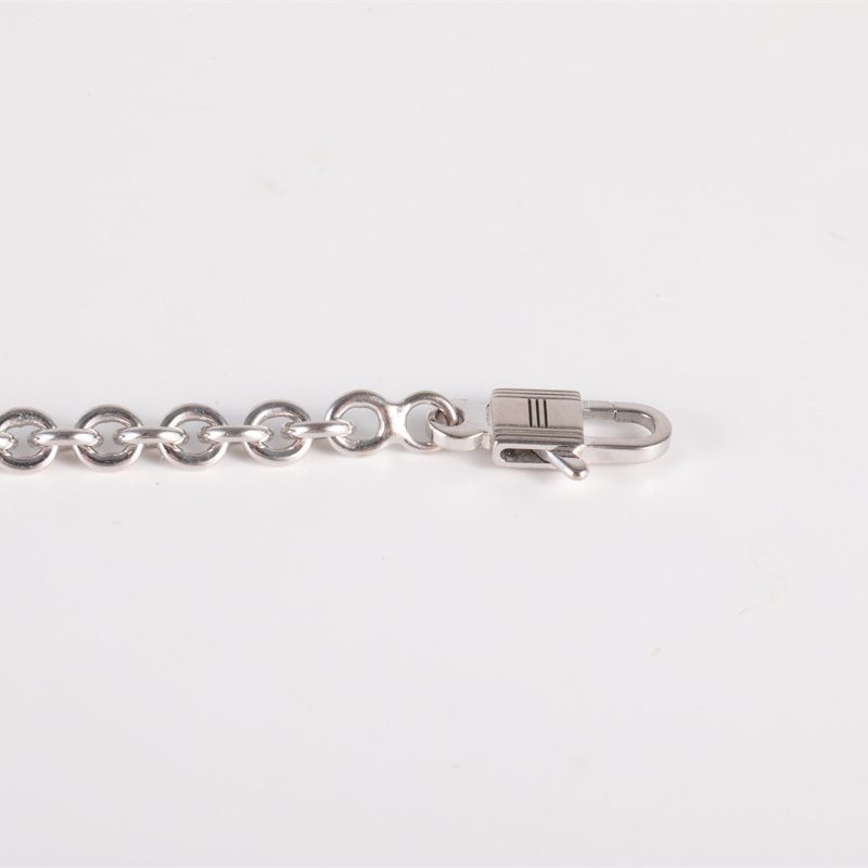 HERMES 18K白金鑽石白金H鑽鎖頭手鏈ST18K/手鍊／手環-3