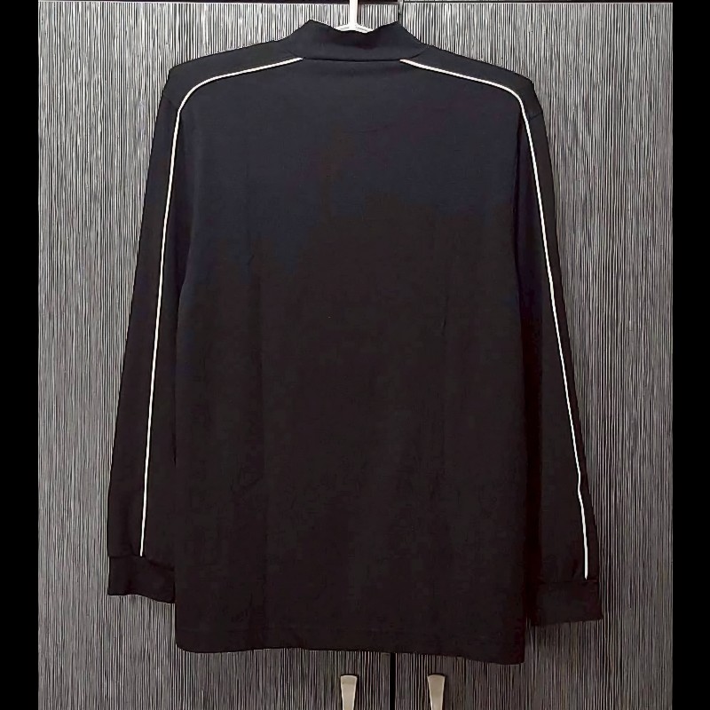 （日本製MIJ）BURBERRY 博柏利 GOLF高爾夫球 戰馬 男黑色超彈性柔軟小立領長袖上衣L-1