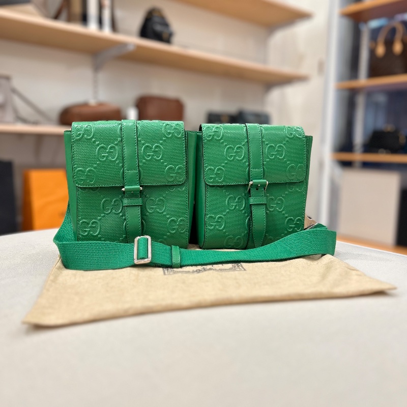 Gucci GG 壓紋鏤空雙層腰包-0