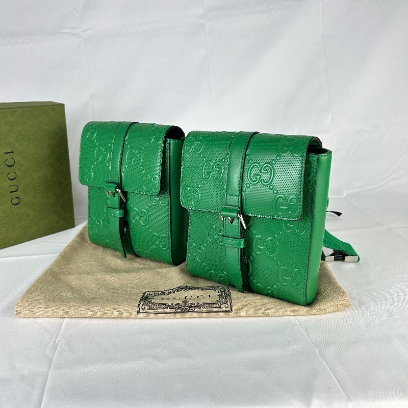 Gucci GG 壓紋鏤空雙層腰包-7
