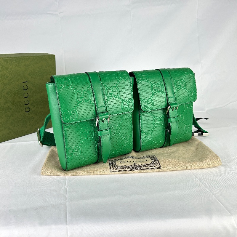 Gucci GG 壓紋鏤空雙層腰包-8