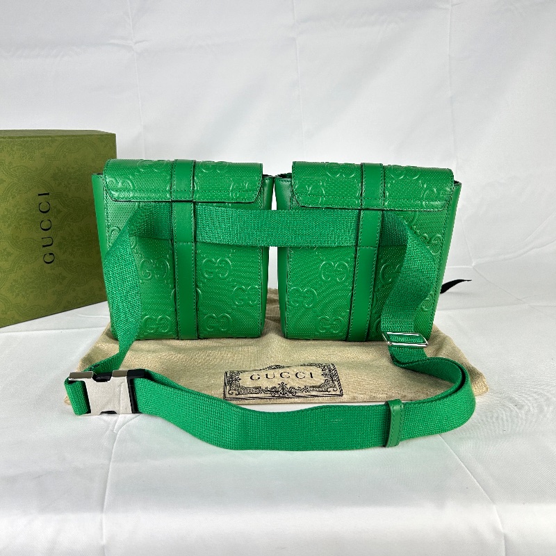 Gucci GG 壓紋鏤空雙層腰包-9