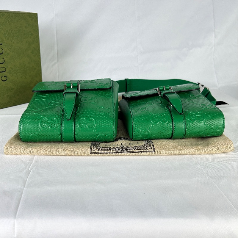 Gucci GG 壓紋鏤空雙層腰包-10