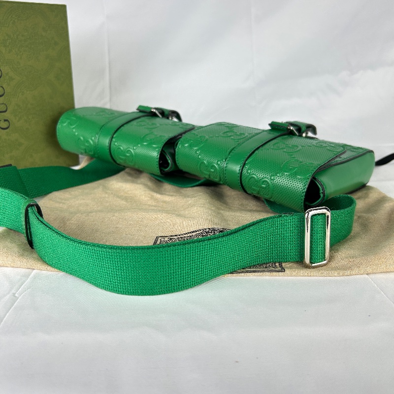 Gucci GG 壓紋鏤空雙層腰包-23