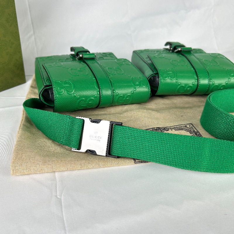 Gucci GG 壓紋鏤空雙層腰包-24