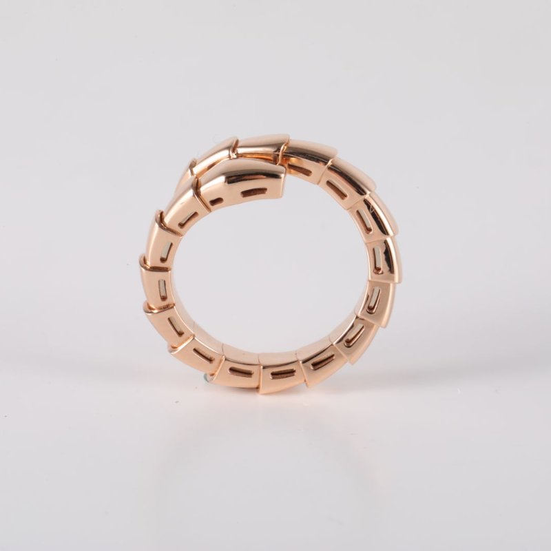 BVLGARI 18K玫瑰金玫瑰金Serpenti18K金窄版蛇形戒指M碼18K戒指-2