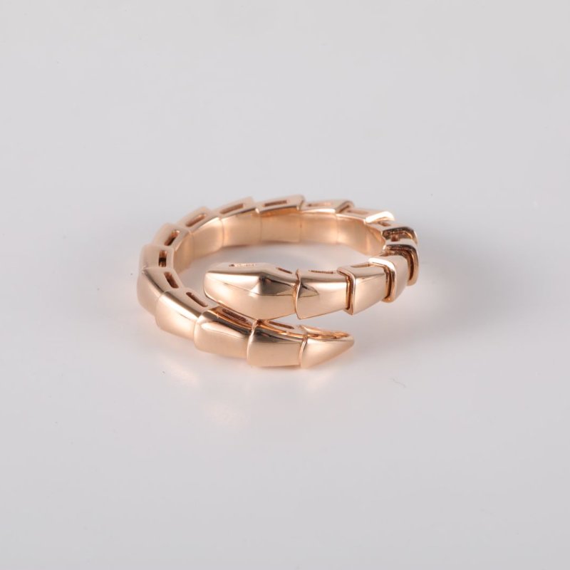 BVLGARI 18K玫瑰金玫瑰金Serpenti18K金窄版蛇形戒指M碼18K戒指-3