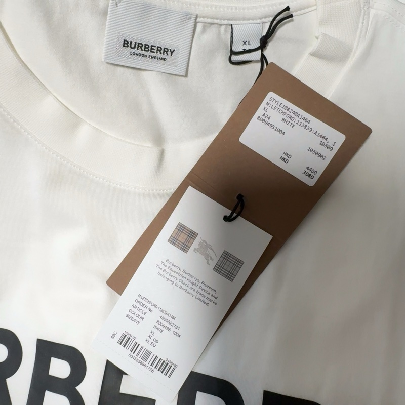 Burberry博柏利 Logo印花棉質短袖T恤 男女同款 白色-3