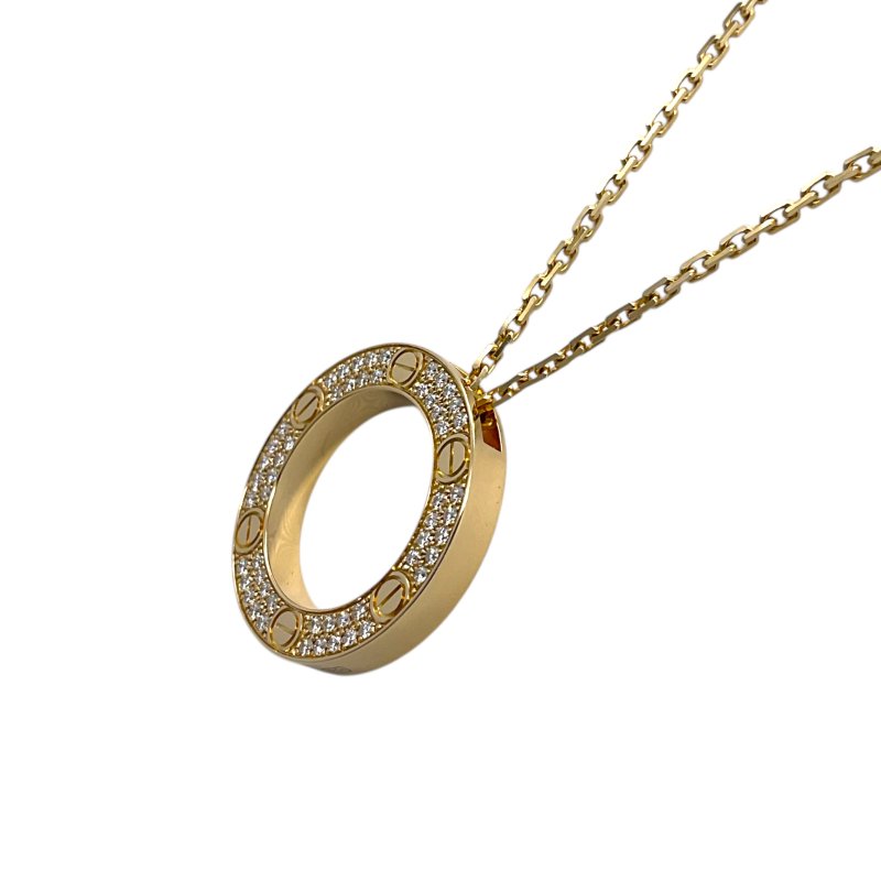 Cartier 卡地亞 LOVE 18K 黃金 鑽石 圓形墜飾 項鏈-2