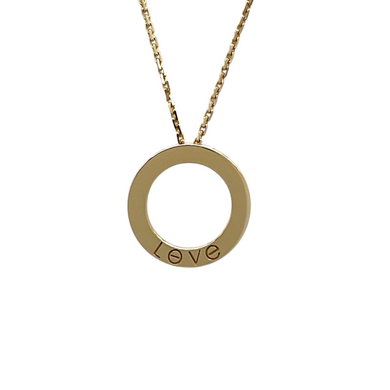 Cartier 卡地亞 LOVE 18K 黃金 鑽石 圓形墜飾 項鏈-3