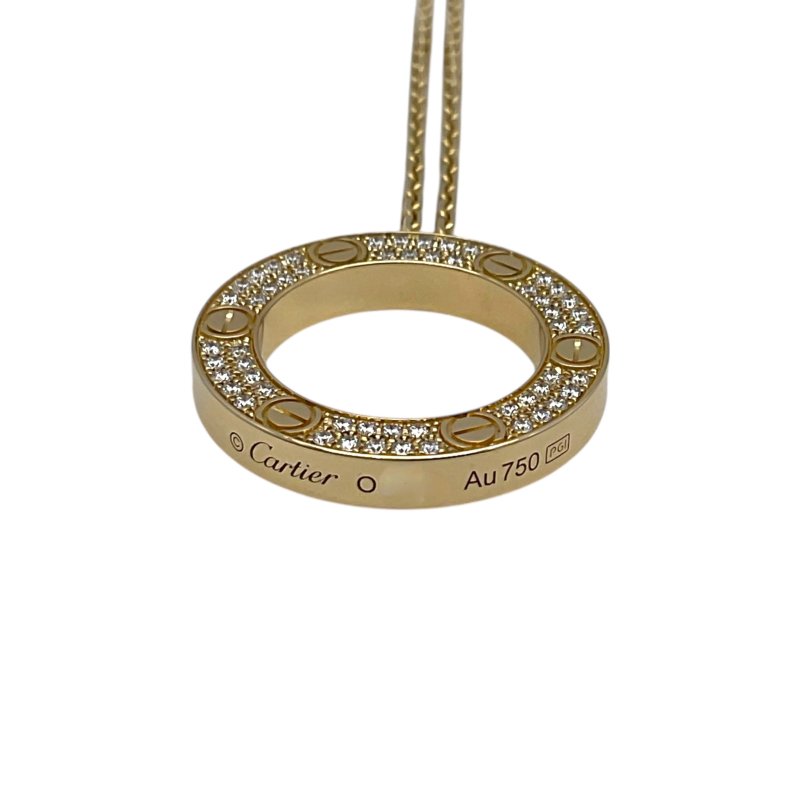 Cartier 卡地亞 LOVE 18K 黃金 鑽石 圓形墜飾 項鏈-4